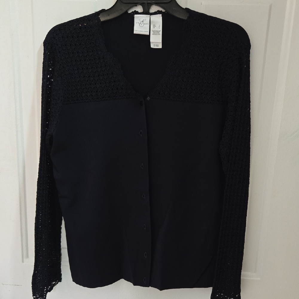 Emma James Black Crochet Cardigan